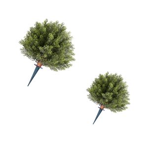 Set di 2 Alberi di Cipresso Artificiali da 16 Pollici con Picchetto da Terra, Arbusti Finti Realistici, Piante in Vaso di Seta - Product Image 1