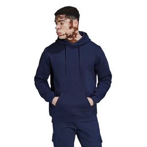 <b>Men's</b> <b>Navy</b> Blue Cotton <b>Fleece</b> Hoodie Solid Pullover Hooded Sweatshirt with Kangaroo Pocket Regular Fit Casual - Product Image 3