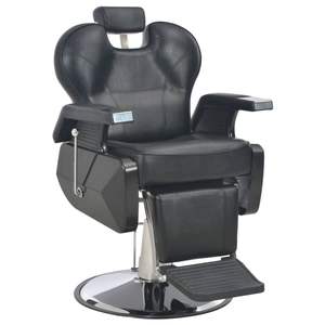 Fauteuil de Barbier Noir en Similicuir Métallique avec Mousse Rotative Standard – Nouvelle Catégorie de Produits - Product Image 1