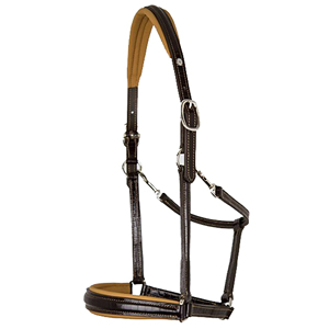 Horsekraft Halteur anatomique pour cheval avec surpiqûres décoratives, en cuir véritable de qualité supérieure, durable, avec boucles carrées surélevées en acier inoxydable fin. - Product Image 2