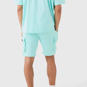 Casual Men's Shirt and Shorts <b>Set</b> Solid <b>Colour</b> Fashion Summer Tracksuits 100% Cotton T-shirts Short Sleeve Cargo Shorts Outfits - Product Image 5