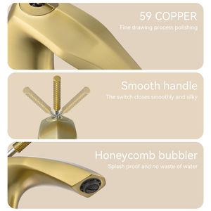Rubinetto Monocomando Oro Spazzolato per Lavabo con Installazione a Incasso - Product Image 5