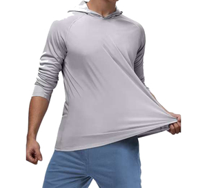 Pull en molleton gris pour homme, tricoté en polyester/coton, décontracté, imprimé numérique uni, respirant, à manches longues, col rabattu, tissu 300g - Product Image 6