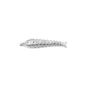Pendentif en laiton plaqué argent en forme de poisson avec zircone cubique pour la fabrication de bijoux et colliers - Product Image 6