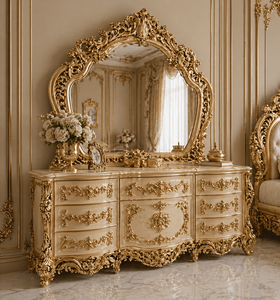 <b>Round</b> Shape Wooden Carved Bed for King Palace French Style Fancy Wooden Bed With Side <b>Stools</b> Queen Size Wooden Bed Set - Product Image 5