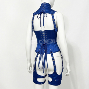 ชุดคอร์เซ็ทผ้าซาตินสีน้ำเงินเสริมโครงเหล็กแบบ Underbust พร้อมชุดสายรัด - Product Image 2
