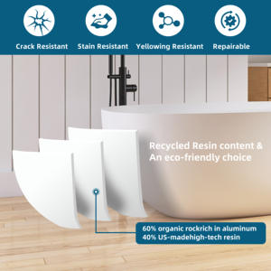 Bañera Ovalada Independiente Moderna de Superficie Sólida Maydon, Color Blanco Mate, 1800 mm, para Uso en Hogar u Hotel, Baño Moderno - Product Image 6