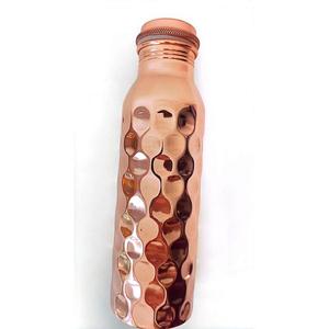 Diamond Hammered <b>Copper</b> Water Bottle With <b>Screw</b> On Lid Reusable Metal Camping HIking Travel Water Bottle Modern Style - Product Image 6