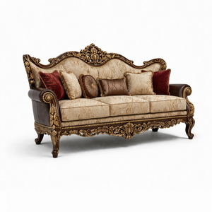 Juego de Muebles de Salón de Madera con Acabado Cerezo Victoriano, Sofá de Lujo Marrón Personalizado, Juego de Salón Antiguo Tallado a Mano, Dallas - Product Image 3