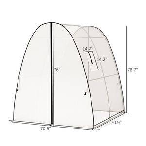 Invernadero tipo túnel blanco de 6 x 6 x 6.6 pies con cubierta de PE con dobladillo y bolsas de arena, 2 puertas y ventanas con mosquitera para jardines - Product Image 6
