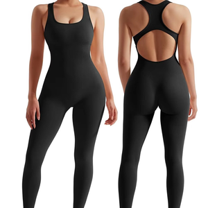 Mono de yoga de una pieza para mujer, personalizado, de invierno, negro, sexy, de manga larga, de elastano, ecológico, de cintura alta, ajustado y con cuello alto. - Product Image 2