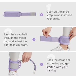 สายรัดข้อเท้าปรับระดับได้สำหรับออกกำลังกาย พร้อมหัวเข็มขัดรัดข้อเท้า สำหรับเครื่องออกกำลังกายแบบสายเคเบิล  รับทำโลโก้ตามสั่ง - Product Image 4