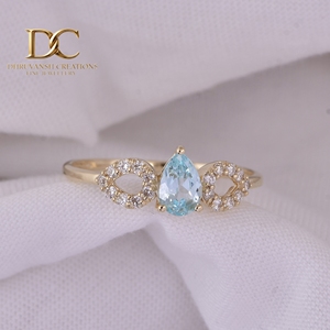Anillo Elegante de Oro Sólido de 14 Quilates con Diamante Cultivado en Laboratorio y Turmalina Paraíba, Corte Brillante, Certificado por IGI, para Mujer - Product Image 4
