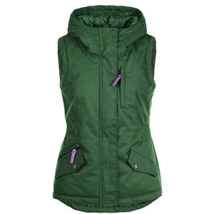 Chaleco Acolchado de Lona para Mujer, Personalizado con Marca, para Invierno, Transpirable, Resistente al Viento, Ecológico, con Cremallera y Capucha, Estilo Casual - Product Image 4