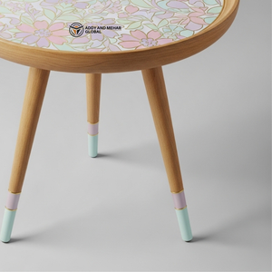 Wholesale Nordic Wooden Coffee <b>Table</b> Custom Pattern Inlay <b>Stool</b> Durable Solid Wood Leg Accent <b>Table</b> for Global Retailers - Product Image 4