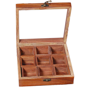 Boîte à épices en bois, organisateur de rangement pour épices, boîte à épices en bois avec 12 compartiments, boîte à épices en bois - Product Image 1