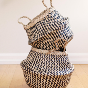 Juego de Cestas de Almacenamiento Tejidas Decorativas Hechas a Mano, Cesto para Ropa Sucia de Seagrass con Patrón Geométrico Moderno y Asas para Decoración del Hogar - Product Image 5