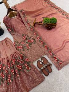 <b>Presenting</b> New <b>Eid</b> Collection In Pure Silk With Heavy Embroidery Sequence Work Top-Bottom And Dupatta Set Fully Stitched - Product Image 6