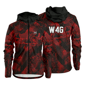 Veste coupe-vent à capuche avec fermeture éclair sur mesure, motif personnalisé imprimé, style sportif, coque légère en nylon enduit - Product Image 1