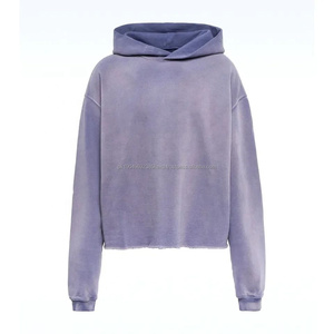 500gms Boxy Hoodie Custom Raw Hem con borde de corte inferior Cropped Hoodie Hombres Oem Algodón de alta calidad French Terry Hoodies - Product Image 3
