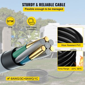 สายต่อพ่วง50แอมป์50Ft สายไฟ STW 6/3 + 8/1 125V 250V สายไฟพร้อม SS2-50R N14-50P CS6364ตัวเชื่อมแบบบิดล็อค - Product Image 3