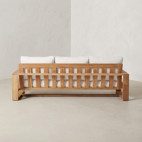 Canapé de salon en bois de teck, canapé d'intérieur minimaliste, organique, moderne, une place, fauteuil lounge, canapé, mobilier d'usine