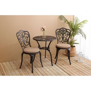 Best Seller Set da bistrot in alluminio da esterno resistente alla ruggine 3 pezzi con comodo cuscino - Product Image 3