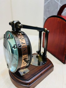 OLD WORLD TREASURE HANDICRAFTS Modern Brass <b>Desk</b> <b>Clock</b> with Leather Case & Wooden Stand Handmade and Portable - Product Image 2