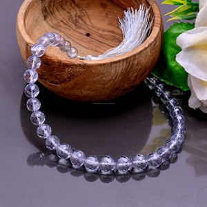 Cuentas hechas a mano de cuarzo gris Natural facetadas Rondelle forma 6x6-8x8mm 8 \ "pulgadas hebra de piedras preciosas para la fabricación de pulseras de joyería - Product Image 2