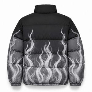 Blouson d'hiver matelassé pour homme Série 02 Imprimé flamme Col montant Coupe-vent Streetwear Coupe ample Rembourrage en polyester Fermeture éclair - Product Image 2