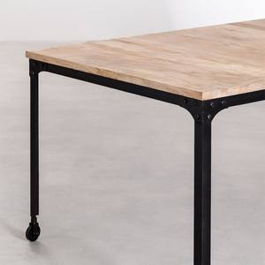 Mesa de comedor rectangular Vandana Amber Flow con ruedas en madera reciclada y acero (200x100 cm) Nika - Product Image 4