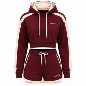 As Per Customer Demands Made Women's Clothing Quarter Zipper Up Cropped Hoodies & Shorts Set <b>Top</b> Sale Hoodie Set Women - Product Image 3