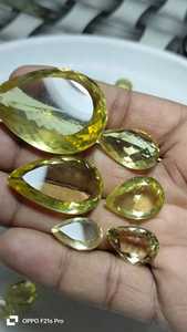 BAITHU GEMS MINERALS ควอตซ์เลมอนธรรมชาติขัดเงาเหลี่ยมเพชรพลอยสีเหลือง สำหรับทำเครื่องประดับตามสั่ง การบำบัด การทำสมาธิ - Product Image 4