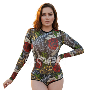 2026 Combinaison moulante sexy pour femme à manches longues, imprimé tatouage, en maille extensible, style streetwear |   Tenues personnalisées imprimées numériquement - Product Image 5