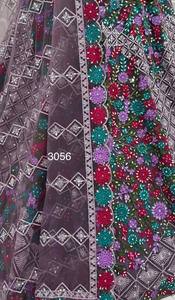 Ensemble Lehenga Choli en soie brodée pour femme, avec dupatta en résille à motifs floraux et travail miroir, tenue de mariage et de fête - Product Image 5