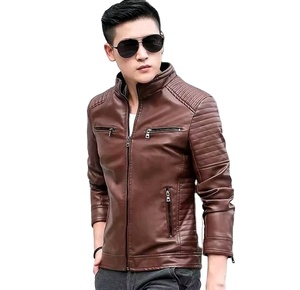 Chaqueta de cuero para motocicleta reversible y ajustada para hombre, nueva colección otoño-invierno, con cuello alto, impermeable, de secado rápido y transpirable. - Product Image 1