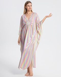 V Neck Maxi Abaya <b>Dress</b> Long Sleeve <b>Loose</b> Fit Elegant Foil Print Polyester Modest Style Women's Beach Wear Spring Summer Adult - Product Image 3