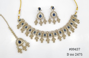 Ensemble de bijoux Mehendi 09437, collier Polki Kundan, bijoux aspect émeraude, bijoux de mariée pakistanais pour mariage, fête, femmes - Product Image 3