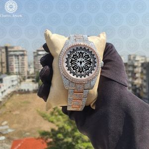 Charm Jewels Luxury Stainless Steel <b>Watch</b> 40mm Round Analog Quartz Sapphire Crystal <b>Diamond</b> Bracelet Folding Clasp Unisex - Product Image 1