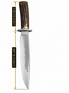 Cuchillo de Caza Hecho a Mano de Grado Industrial con Hoja de Acero Inoxidable de 0.5mm de Grosor, Punta Clip y Mango de Cuerno de Ciervo, con Funda Negra Trenzada - Product Image 4