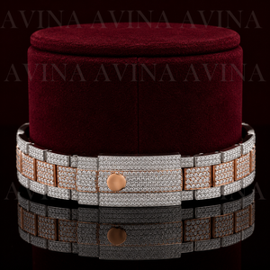 Reloj de Lujo para Hombre, de Acero Inoxidable, Completamente Cubierto de Moissanita, con Movimiento de Cuarzo |   Reloj de pulsera con esfera numérica estilo cubano, con moissanita VVS, escala analógica y resistente al agua - Product Image 2