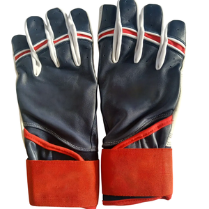 Gants de frappe Elite Series Navy White, ajustement compressif, fermeture auto-agrippante, en cuir, pour baseball, QASWA SPORTS QS-PRO-LE-0044 - Product Image 2