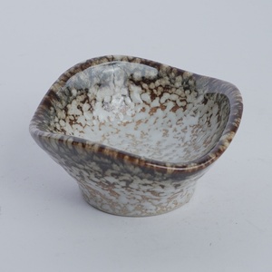 Cream Brown Modern Design Stoneware Square Ceramic Butter Plate Dishwasher Safe Reactive Glaze for Soy Sauce Dipping Sushi - Product Image 1