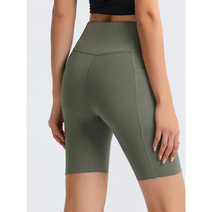 Shorts de Yoga Personalizados para Mujer, Cintura Alta Elástica, Diseño Sólido, Material de Poliéster Transpirable de Secado Rápido, Colores Personalizados - Product Image 6