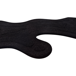 Tapis d'appoint moderne en laine tuftée à la main, motif abstrait, noir de jais, silhouette irrégulière sculptée à 4 niveaux de contour - Product Image 1