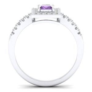 Anillo REYES Elegance con Gema de Amatista Natural y Moissanita Certificada por GRA, Joyería Fina Personalizada en Plata de Ley 925 - Product Image 4