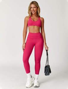 Nuevo Conjunto de Compresión para Mujer, 2 Piezas, Transpirable, con Logotipo Frontal, Leggings sin Costuras, Bra Deportivo, Ropa Deportiva, Conjunto de Yoga y Fitness - Product Image 4