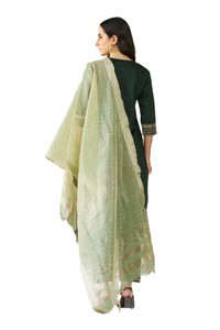 Ensemble Salwar Traditionnel pour Femme en Coton Viscose Rayonne Respirant et Doux pour la Peau avec Châle pour Tenue Décontractée Printemps-Été - Product Image 4