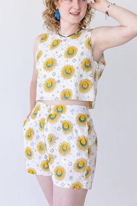 Women's <b>2</b>-<b>Piece</b> Shorts <b>Set</b> Short Sleeve V-Neck Solid Regular Fit Bohemian Style Spring Summer Casual Wear Breathable - Product Image 6