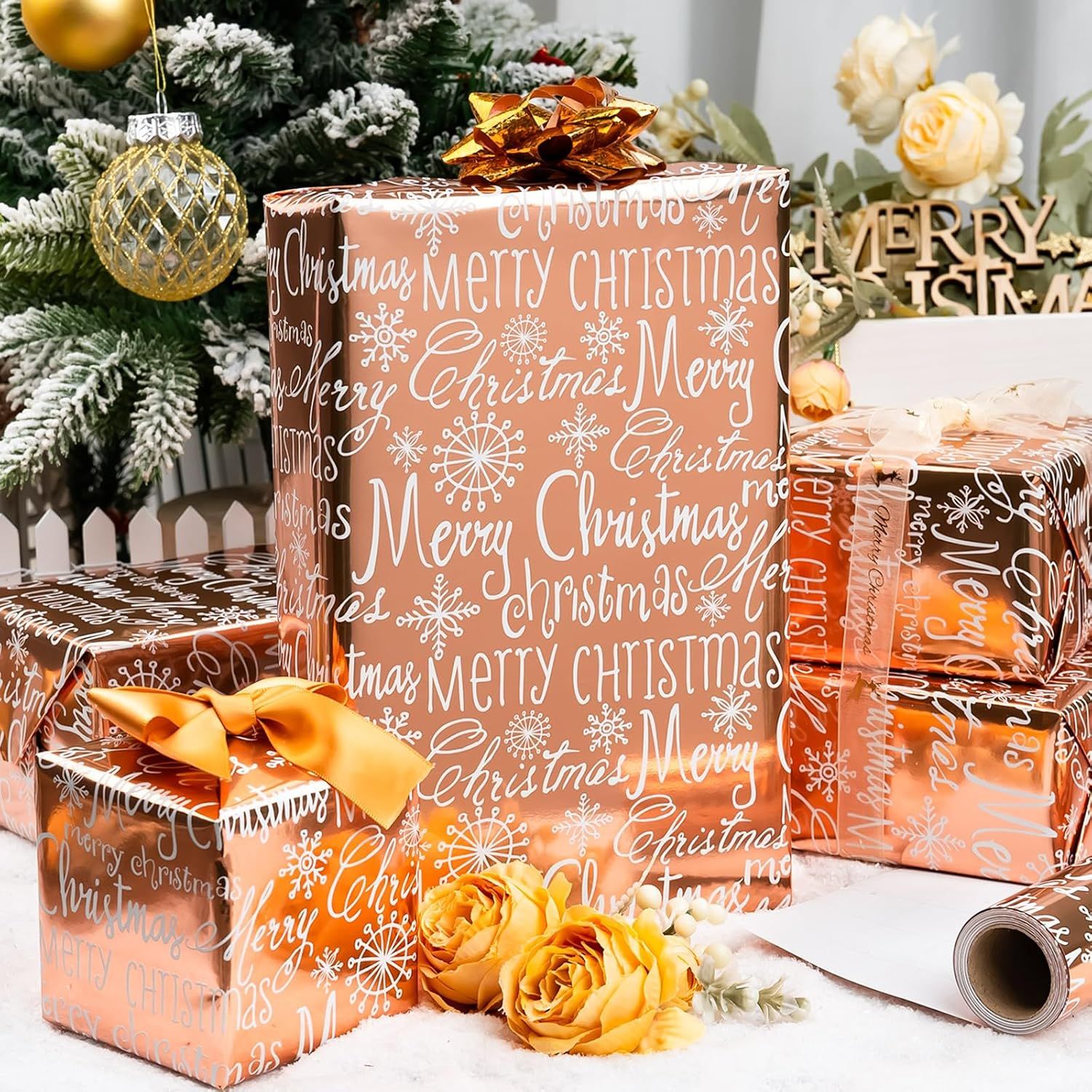 Fiocco di Neve Rosa e Colori di Buon Natale